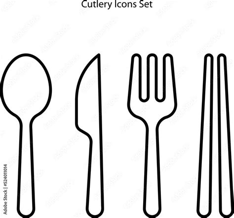 Cutlery Icons Isolated On White Background From Kitchen Collection With