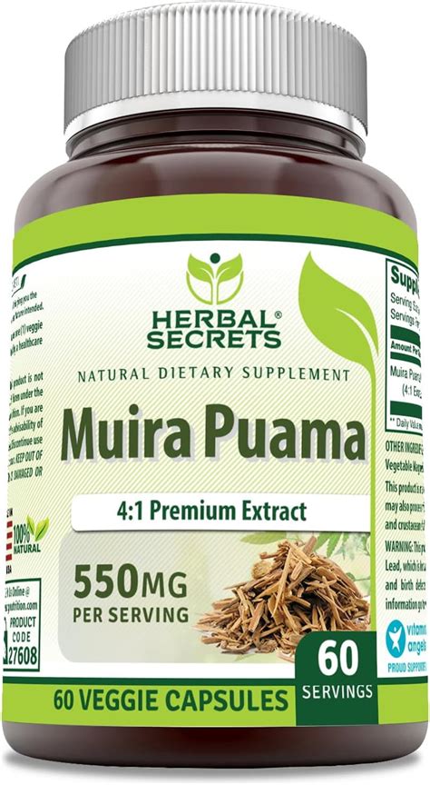 Herbal Secrets Muira Puama Mg Veggie Capsules Supplement