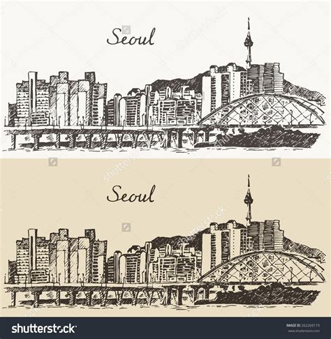 Seoul Special City Architecture South Korea Stock Vector Royalty Free