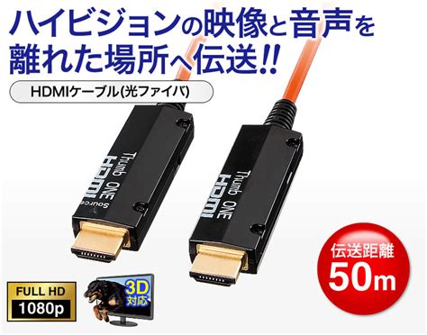 Km Hd20 Fb50【光ファイバhdmiケーブル 50m】hdmi光ファイバケーブル。50m。 サンワサプライ株式会社