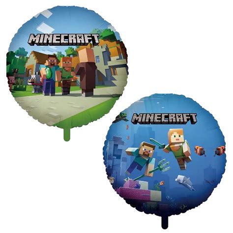 Buy Rasudecor 2pcs 18 Inch Minecraft Theme Circle Mylar Foil Balloons Set Of 2 Mine Craft