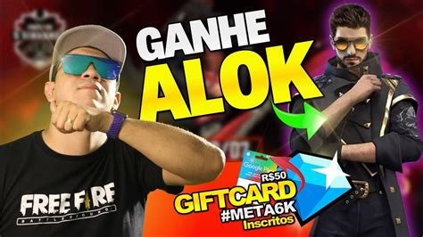 FREE FIRE AO VIVO GANHE O ALOK SALA PREMIADAGIFTCARD 6K GARENA