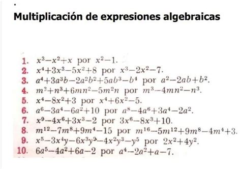 multiplicación de expresiones algebraicas Brainly lat