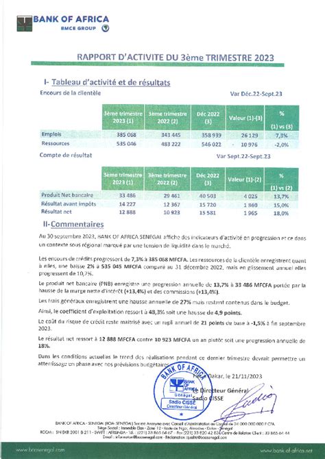 Rapport d activités 3ème trimestre 2023 BOA SN Abidjan net Documents