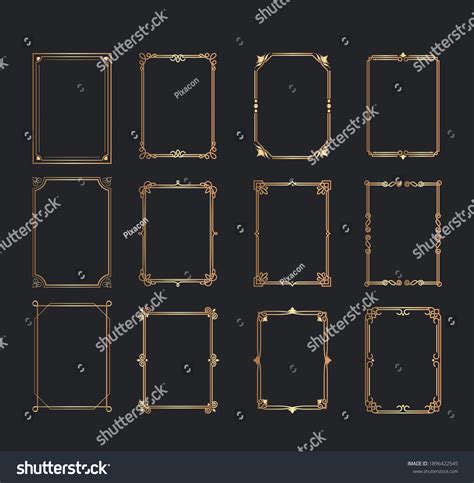 Big Set Thin Vintage Gold Frame Stock Vector (Royalty Free) 1896422545 ...