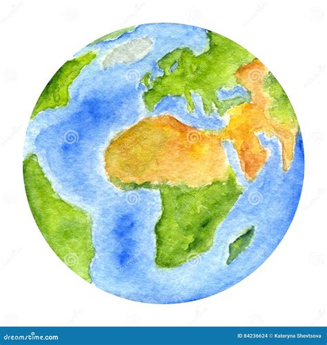 Solar System Planets - Earth. Watercolor Illustration. Stock Illustration - Illustration of ...