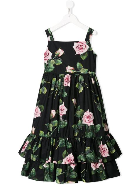 Dolce And Gabbana Kids Rose Print Dress Farfetch Rose Print Dress