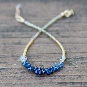 Natural Green And Blue Sapphire Bracelet In Solid K Gold Th Th