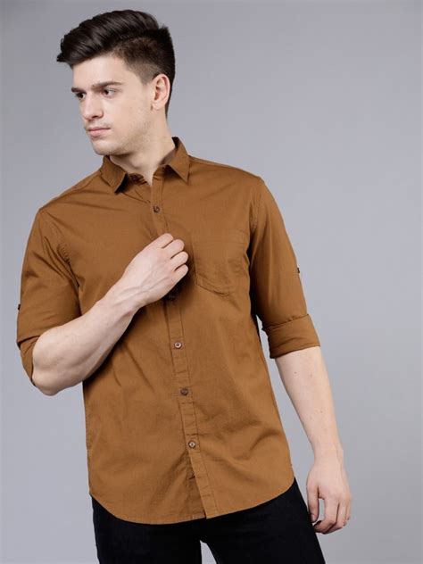 Buy Highlander Khaki Slim Fit Solid Casual Shirt For Men Online At Rs