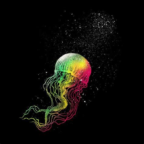 A Colorful Jellyfish Floating In The Air