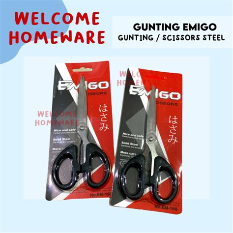 Gunting Kertas Stainless Steel Tajam Scissors Emigo Medium Em