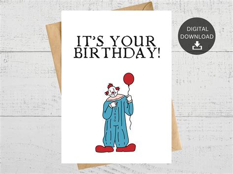 It's Your Birthday Funny Printable Clown Card Halloween - Etsy