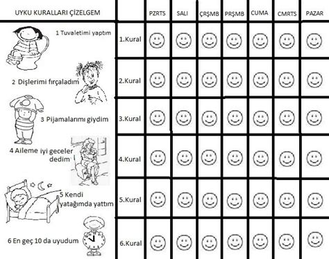 Uyku Kurallar Okul Ncesi Al Ma Sayfalar S N F Temalar Uyku