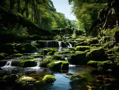 Premium AI Image | Waterfall in the forest Beautiful natural landscape ...