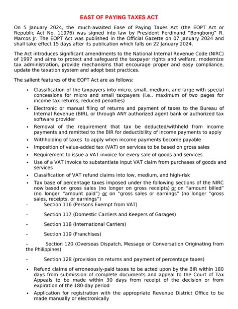 East Of Paying Taxes Act East Of Paying Taxes Act On January