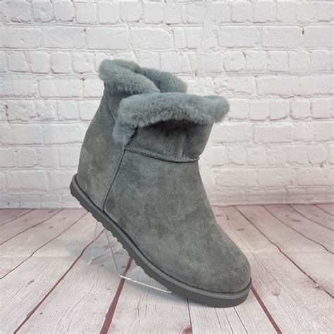 Cushionaire Kenzie Cozy Hidden Wedge Gray Boots Womens Size 9 Ebay