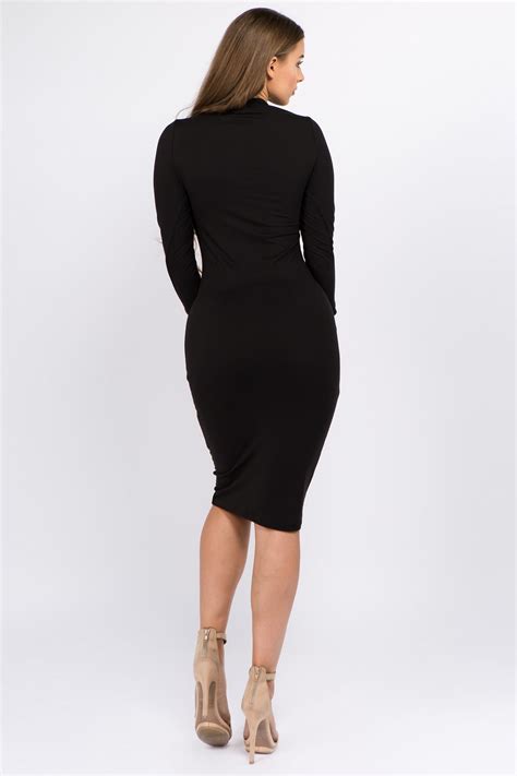 Mock Neck Bodycon Dress Ibestest