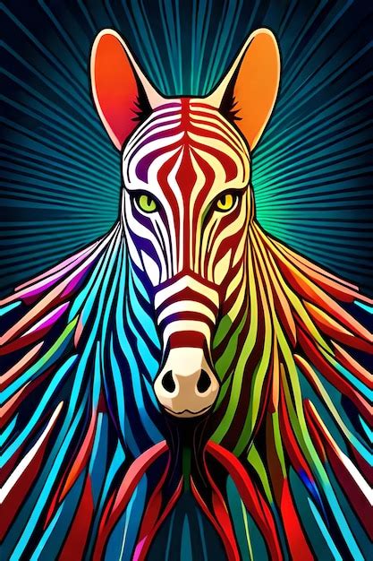 Premium AI Image | A colorful illustration of a zebra with a colorful ...