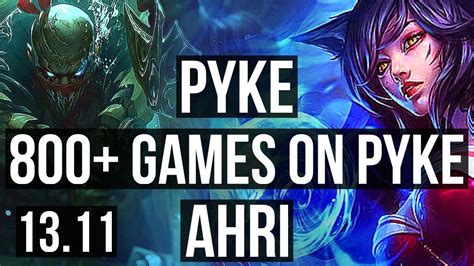 Pyke Vs Ahri Mid 6 0 2 800 Games Dominating Kr Master 13 11 Youtube