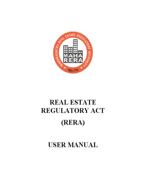 Real Estate Regulatory Act Rera User Manual Pdf User Computing