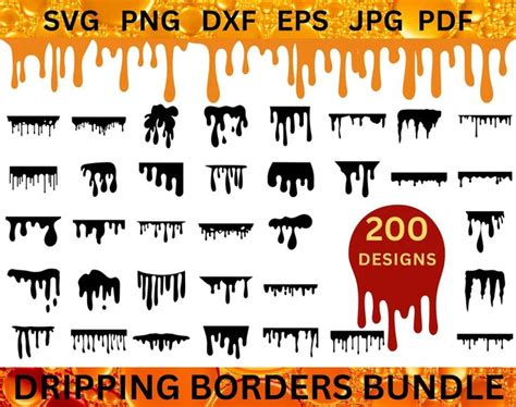 Dripping Borders Svg Bundle Melting Cricut Dripping Paint Cut Files