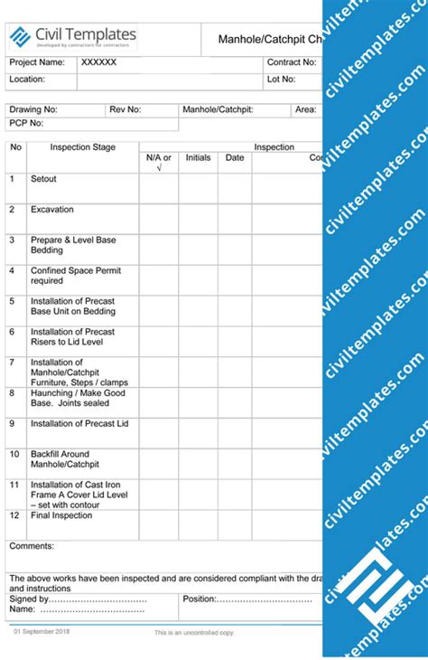 Quality Control Civil Engineering Templates