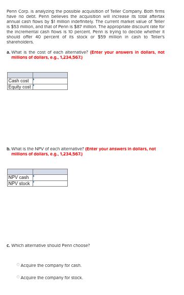 Solved Penn Corp Is Analyzing The Possible Acquisition Of Chegg