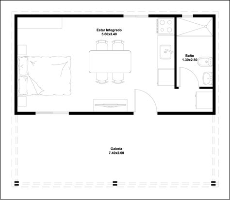 Monoambiente con Galería ACH Construcciones