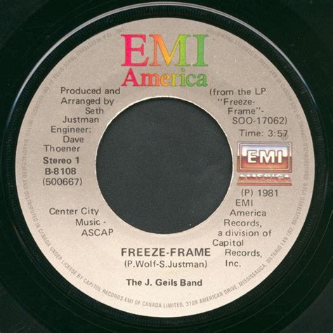 The J Geils Band – Freeze-Frame - 7" Single, 1981 Pressing – Vinyl ...