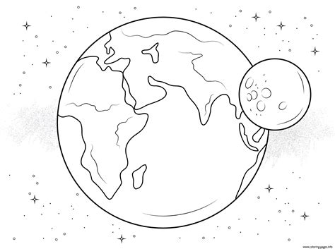 Earth And Moon Coloring Page Printable