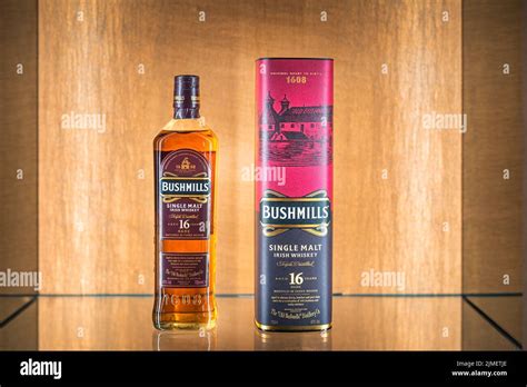 Rare Aged Years Bushmills Whiskey With A Box On Illuminated Display