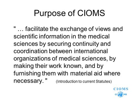 Vilnius 29 June 2007 Cioms Recommendations On Ethics In Medical