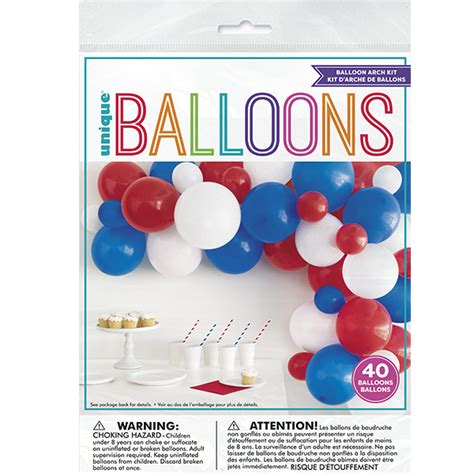 Red White And Blue Balloon Arch Kit 40pc Go International Uk