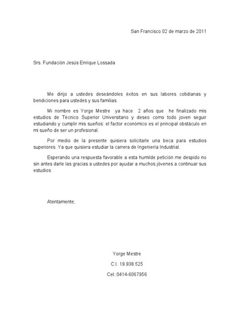 Carta Solicitud De Beca