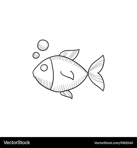 Small fish sketch icon Royalty Free Vector Image