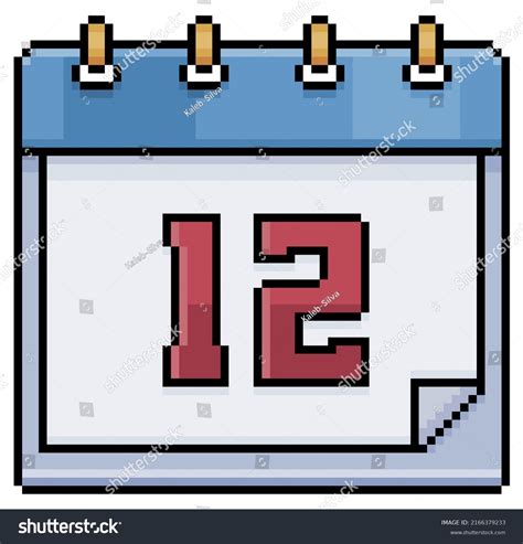 Pixel Art Calendar Date Day Stock Vector Royalty Free