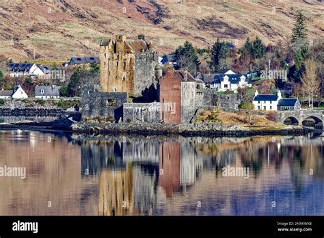 Eilean Donan Castle Loch Duich Scotland the castle reflected in the sea ...