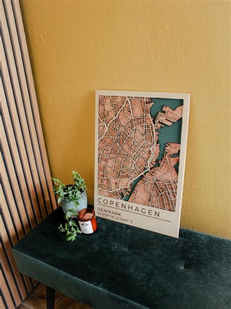 Wooden Map Wood Citymap Street Map D City Map Copenhagen Etsy Wood