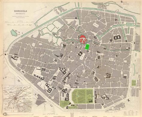 Large Detailed Old Map Of Brussels City 1837 Brussels City Large