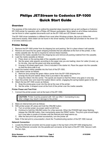 Philips printer EP-1000 Quick Start Guide | Manualzz