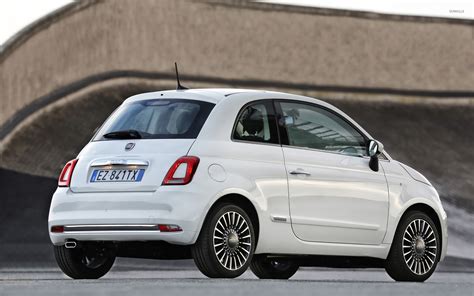 2016 White Fiat 500 Parked Back Side View Wallpaper Car Wallpapers