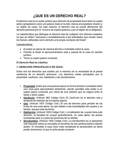 Derechos Reales QUE ES UN DERECHO REAL El Derecho Real Es Un Poder