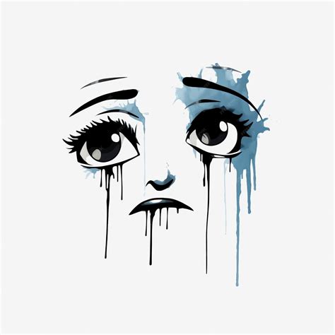 Premium Photo | Modern European Ink Painting Cartoon Crying Face