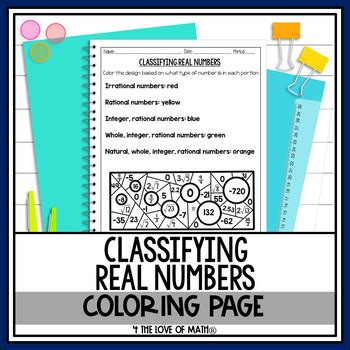 Classifying Real Numbers Coloring Page By 4 The Love Of Math TPT