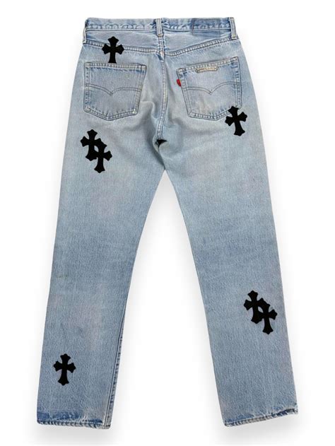 Chrome Hearts Blue Cross Patch Levis Denim Jeans