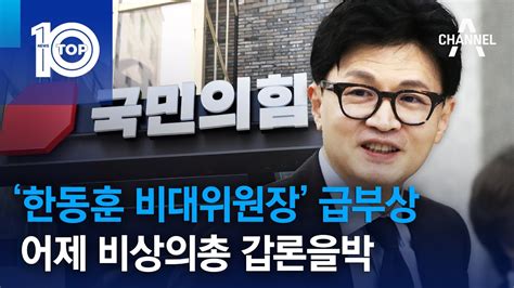 ‘한동훈 비대위원장 급부상어제 비상의총 갑론을박 뉴스top 10 Youtube