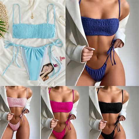 Fashion Sexy Bikini Split Two Piece Swimsuit Open Back Swimsuit