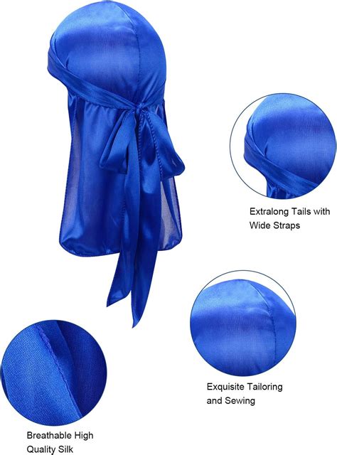 Satin Silk Head Wrap Durag Long Tail Beanies For Men Women Headwraps