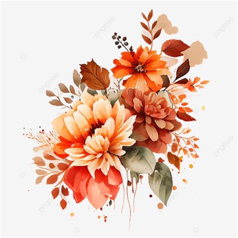 Watercolor Autumn Flowers, Autumn, Flowers, Watercolor PNG Transparent ...