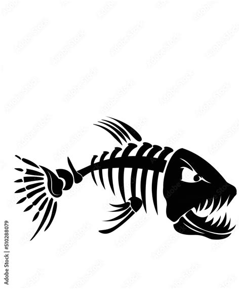 Fish Svg Fish Bones Svg Angry Fish Skeleton Svg Fishing Svg